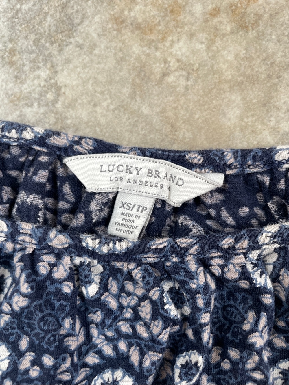 Lucky Brand Puff Sleeve Blue Boho Top - Picture 2 of 6
